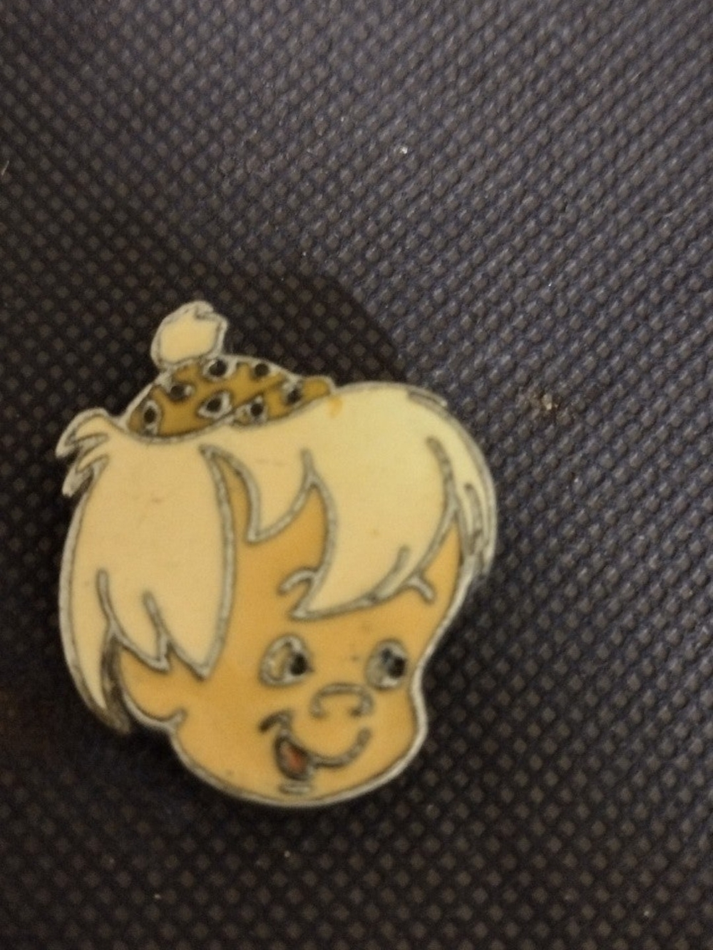 Vintage Cartoon Boy Enamel Pin in Cream and Yellow